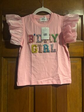 Lola + The Boys Pink 'Birthday Girl' Sequin Ruffle Sleeve Tee
